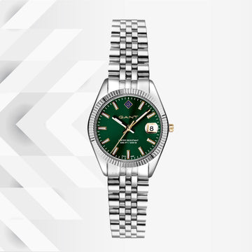 Ρολόι Gant Sussex Mini G181004 με ασημί ατσάλινο μπρασελέ και πράσινο καντράν διαμέτρου 28mm.
